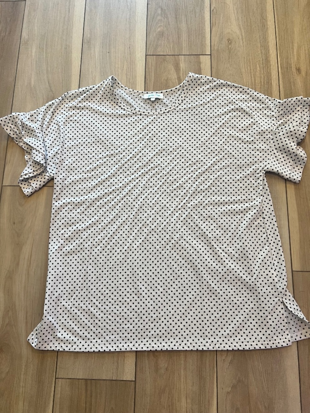 Grace & Lace Polka Dot Ruffle Sleeve Top Size Large